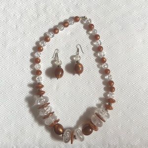 Bold glass bead necklace and earrings